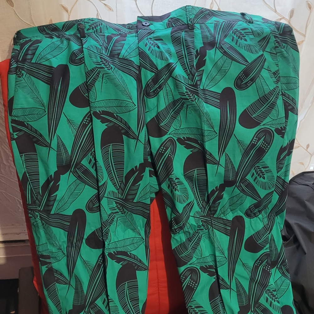 Versace Teal and Black Tropical Print Shirt